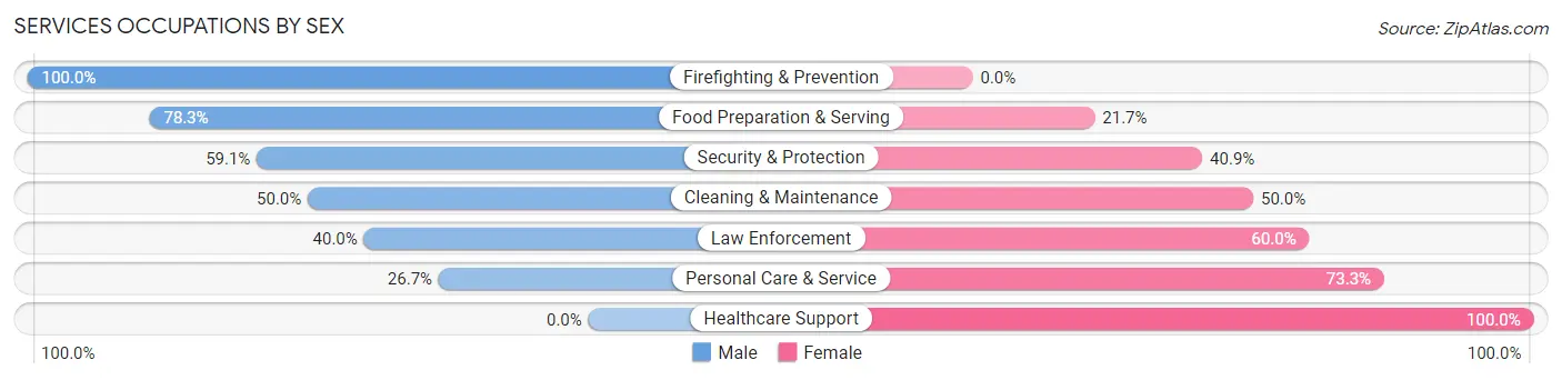 Services Occupations by Sex in Zip Code 14054
