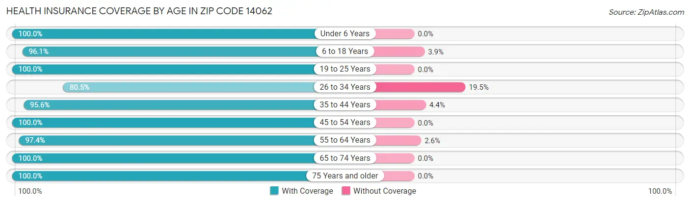 Health Insurance Coverage by Age in Zip Code 14062