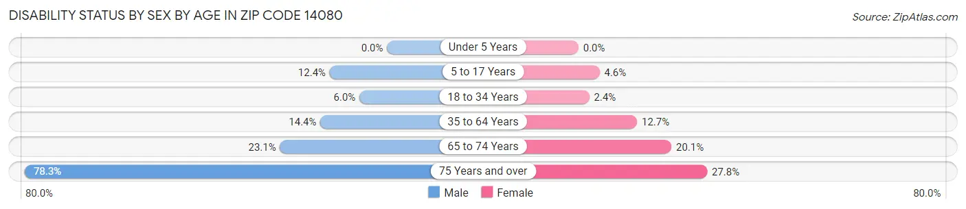 Disability Status by Sex by Age in Zip Code 14080