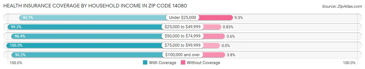 Health Insurance Coverage by Household Income in Zip Code 14080