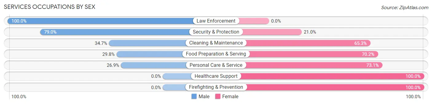Services Occupations by Sex in Zip Code 14085