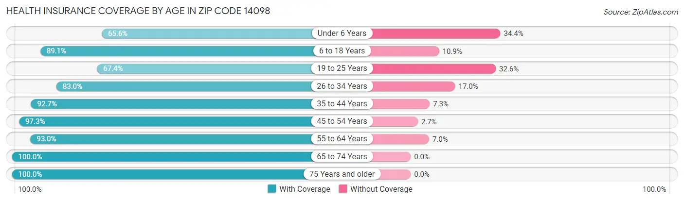 Health Insurance Coverage by Age in Zip Code 14098