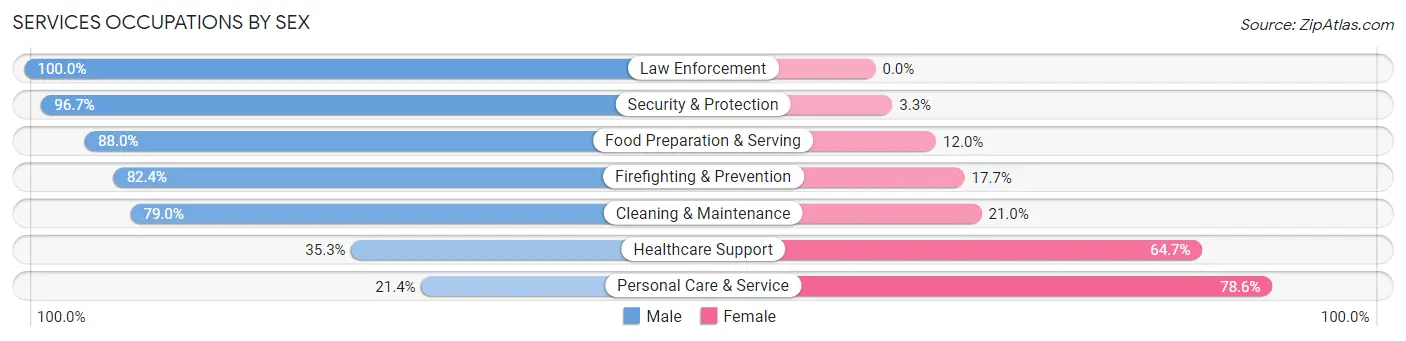 Services Occupations by Sex in Zip Code 14098