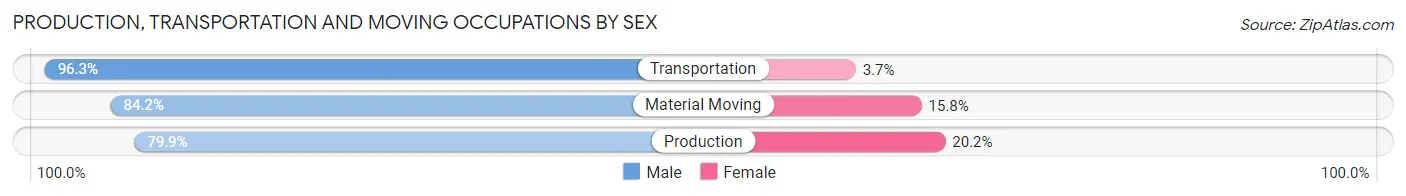 Production, Transportation and Moving Occupations by Sex in Zip Code 14105