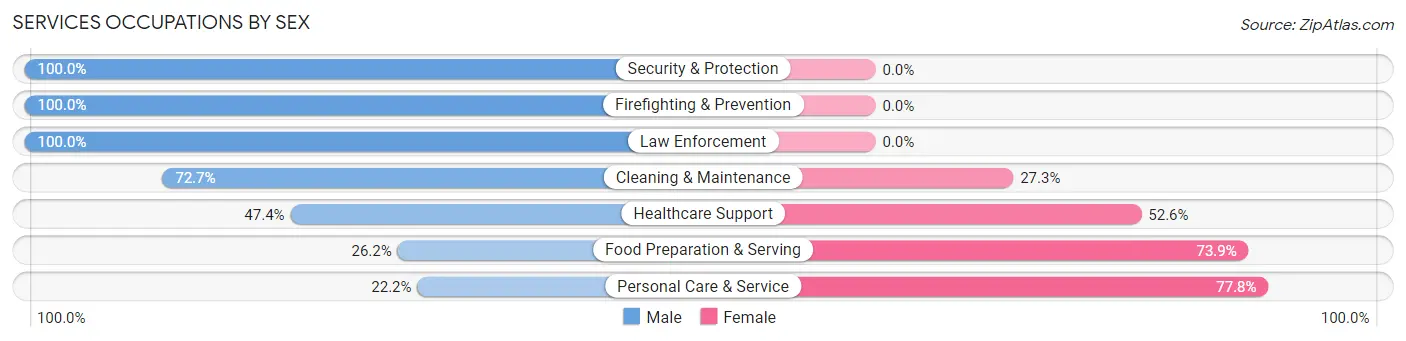Services Occupations by Sex in Zip Code 14105