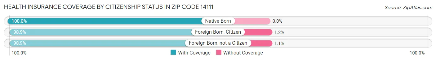 Health Insurance Coverage by Citizenship Status in Zip Code 14111
