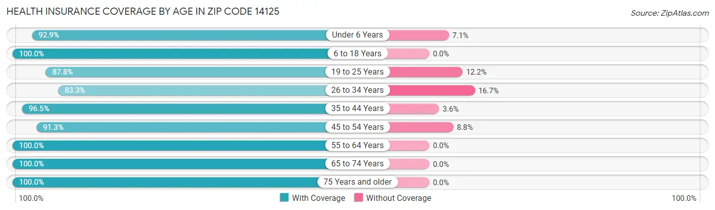 Health Insurance Coverage by Age in Zip Code 14125