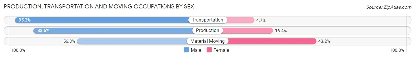 Production, Transportation and Moving Occupations by Sex in Zip Code 14125