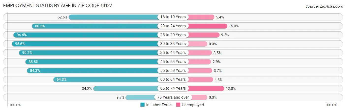 Employment Status by Age in Zip Code 14127