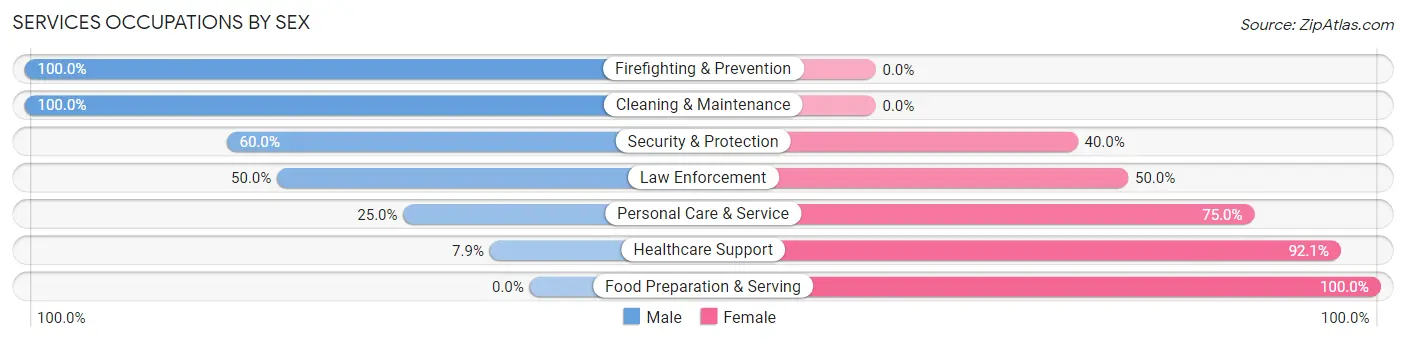Services Occupations by Sex in Zip Code 14129