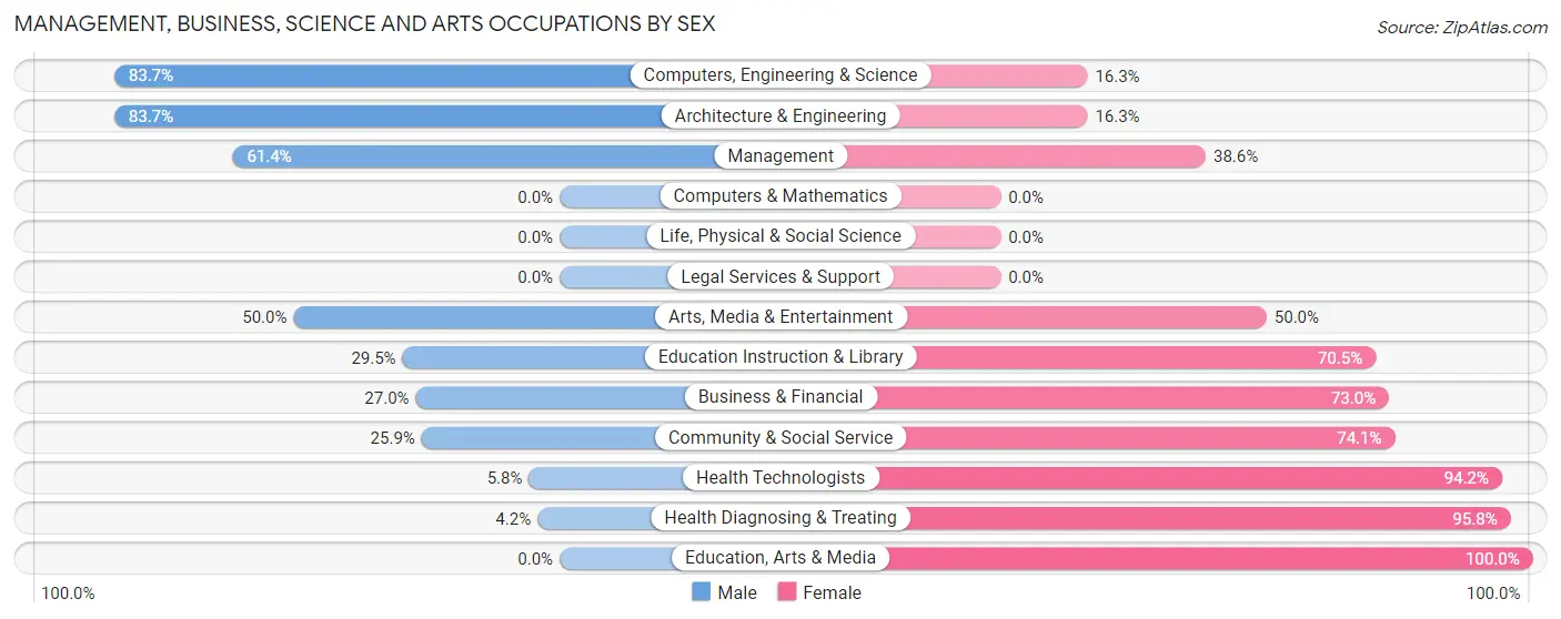 Management, Business, Science and Arts Occupations by Sex in Zip Code 14131