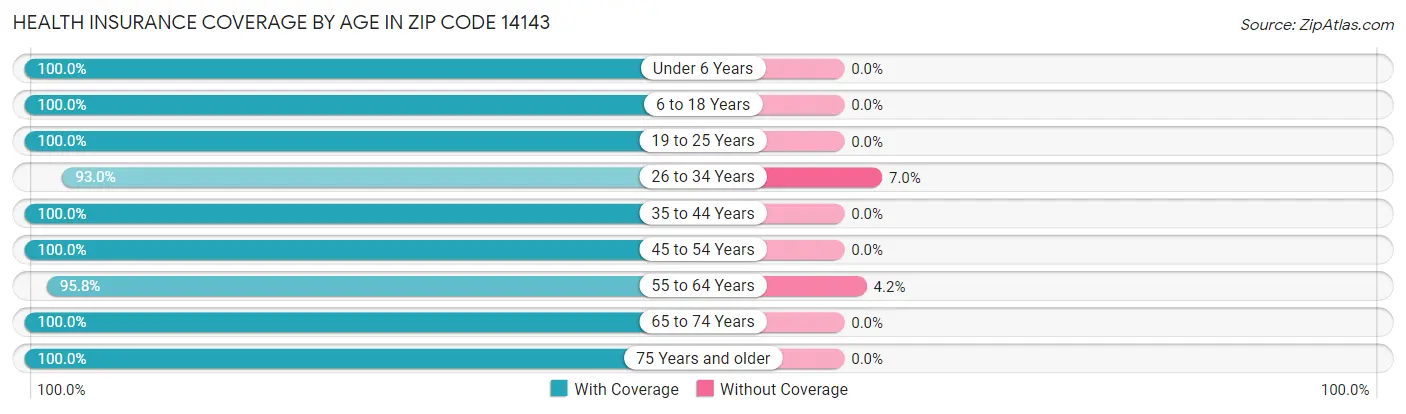 Health Insurance Coverage by Age in Zip Code 14143