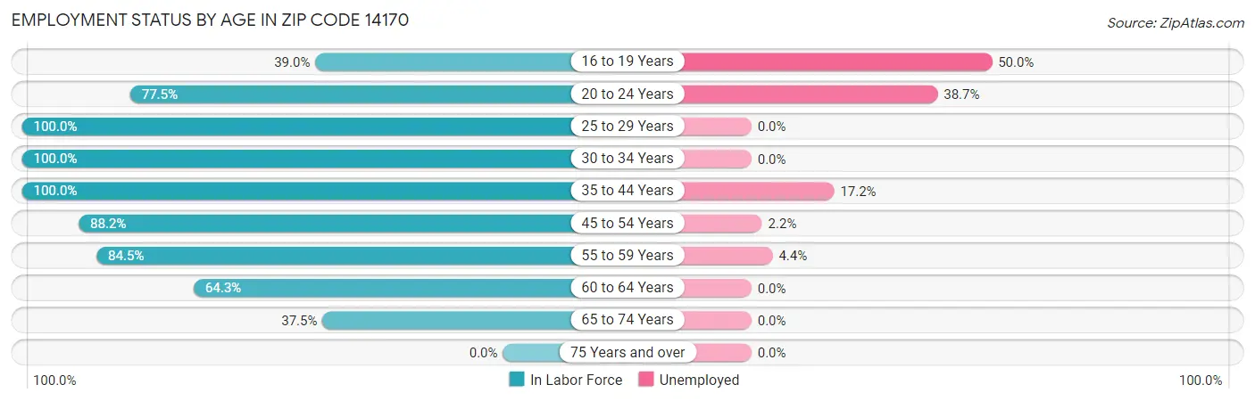 Employment Status by Age in Zip Code 14170