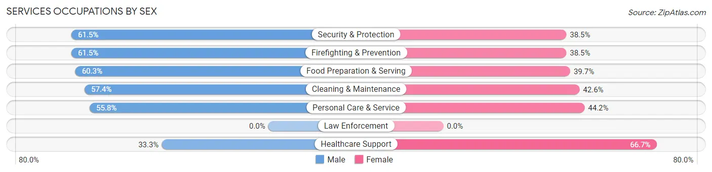 Services Occupations by Sex in Zip Code 14201