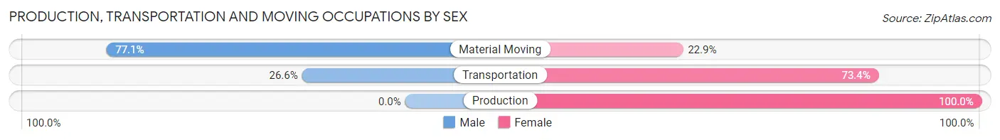 Production, Transportation and Moving Occupations by Sex in Zip Code 14209