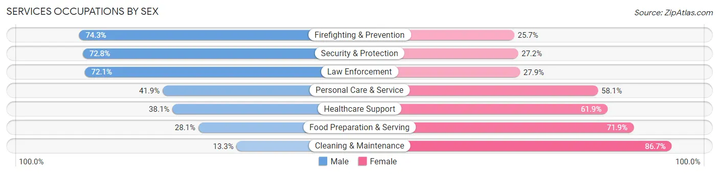 Services Occupations by Sex in Zip Code 14209