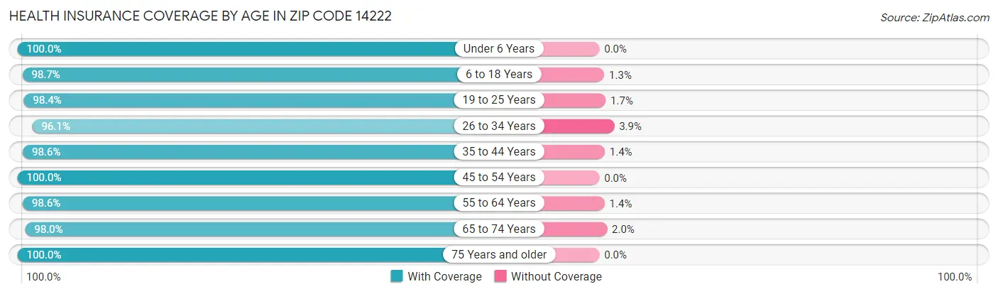 Health Insurance Coverage by Age in Zip Code 14222