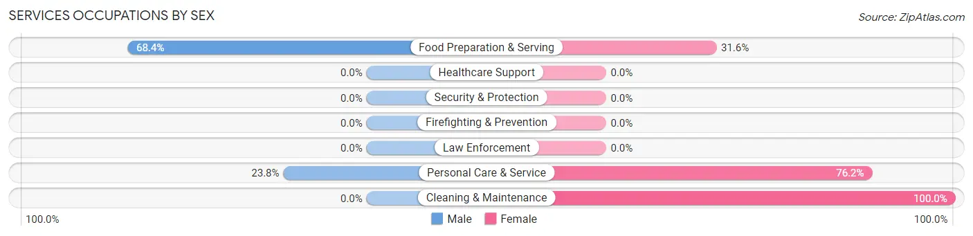 Services Occupations by Sex in Zip Code 14260