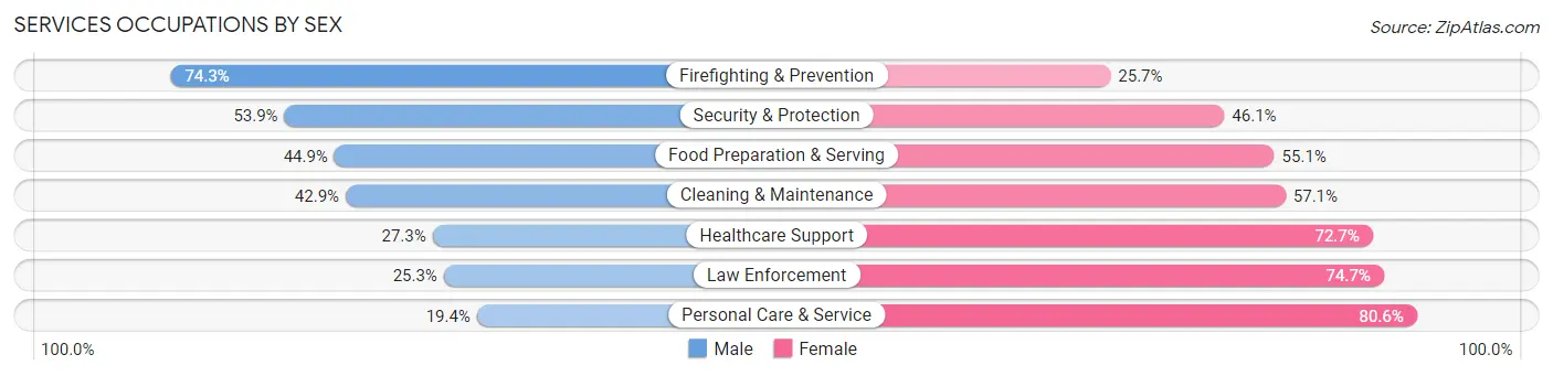 Services Occupations by Sex in Zip Code 14305