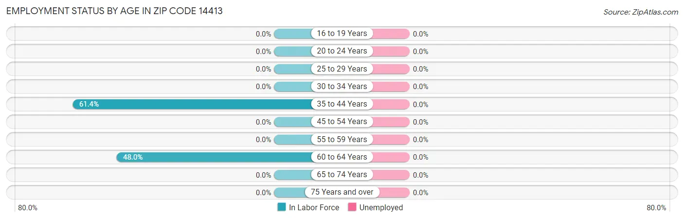 Employment Status by Age in Zip Code 14413