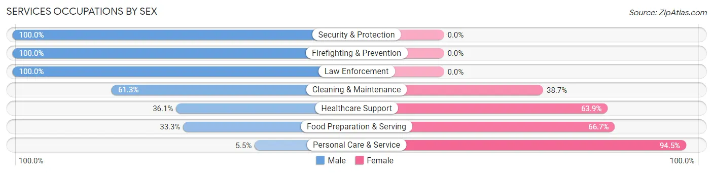 Services Occupations by Sex in Zip Code 14416