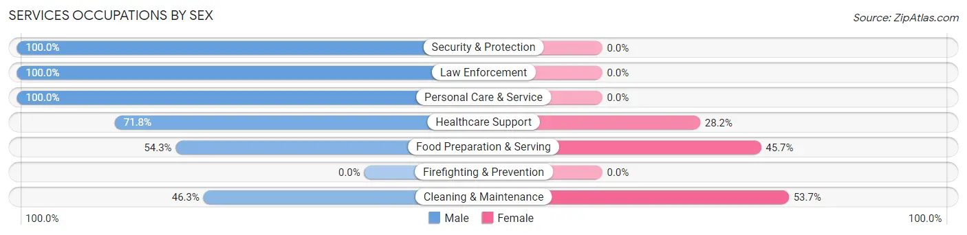 Services Occupations by Sex in Zip Code 14427