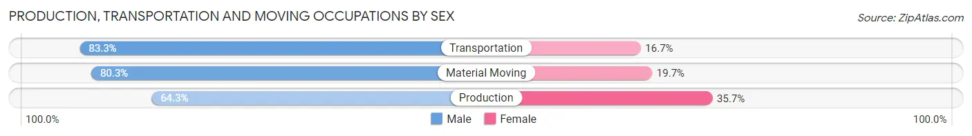 Production, Transportation and Moving Occupations by Sex in Zip Code 14454