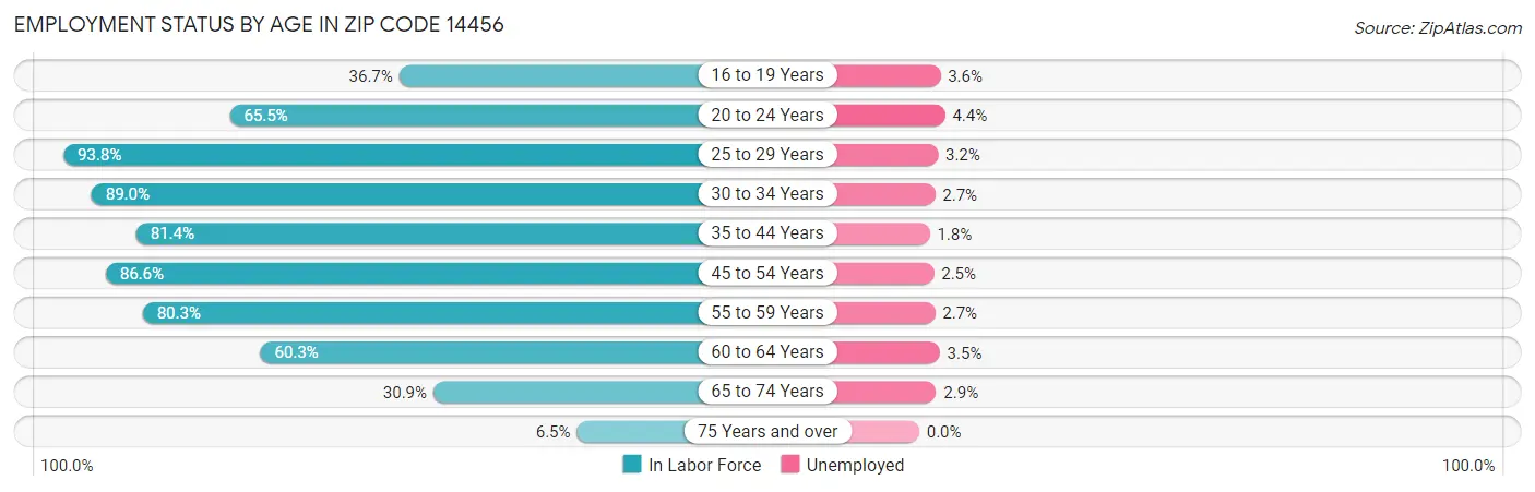 Employment Status by Age in Zip Code 14456