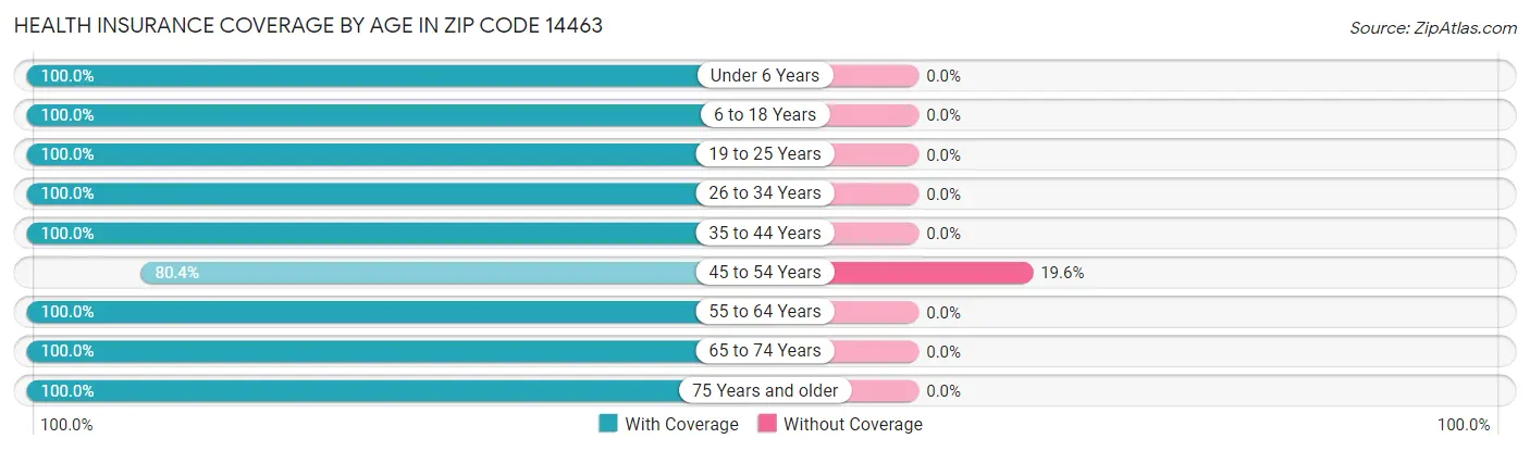 Health Insurance Coverage by Age in Zip Code 14463