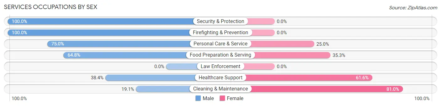Services Occupations by Sex in Zip Code 14467