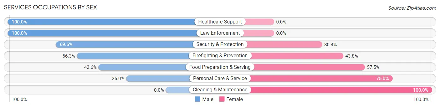 Services Occupations by Sex in Zip Code 14478