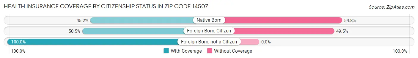 Health Insurance Coverage by Citizenship Status in Zip Code 14507