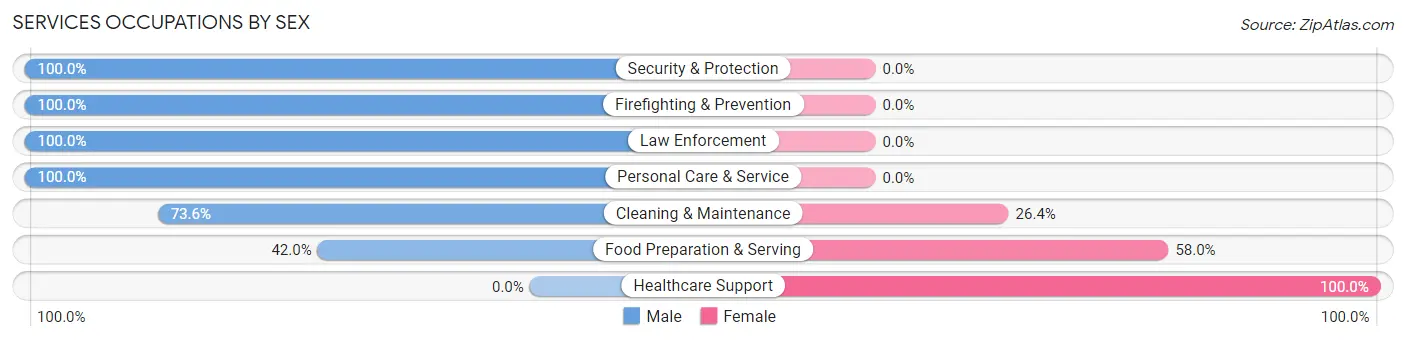 Services Occupations by Sex in Zip Code 14510