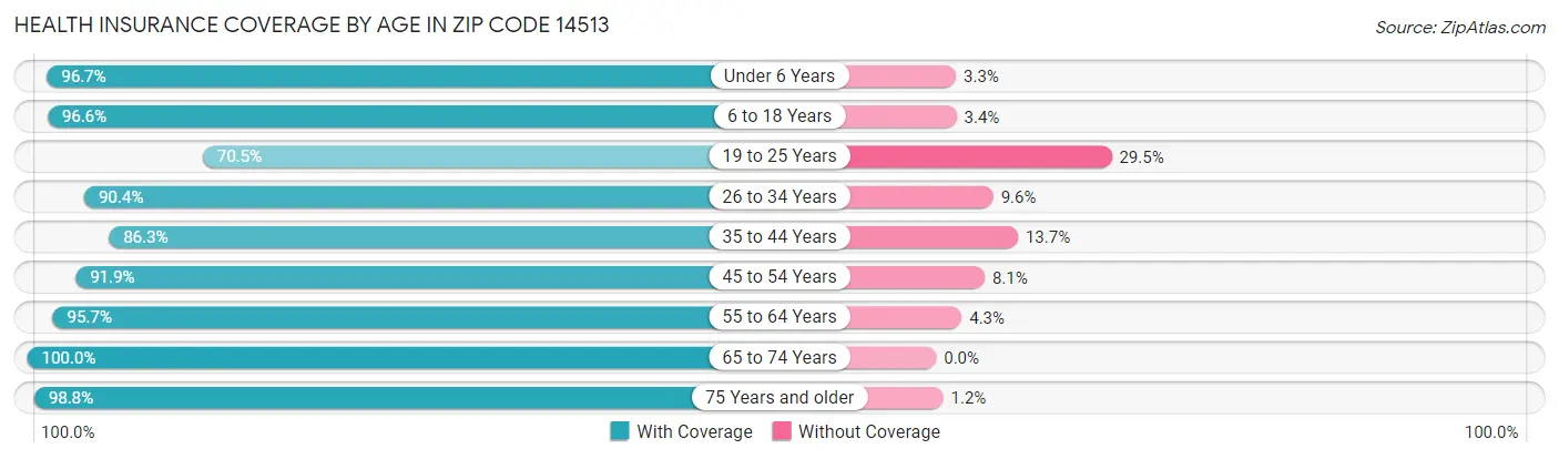 Health Insurance Coverage by Age in Zip Code 14513