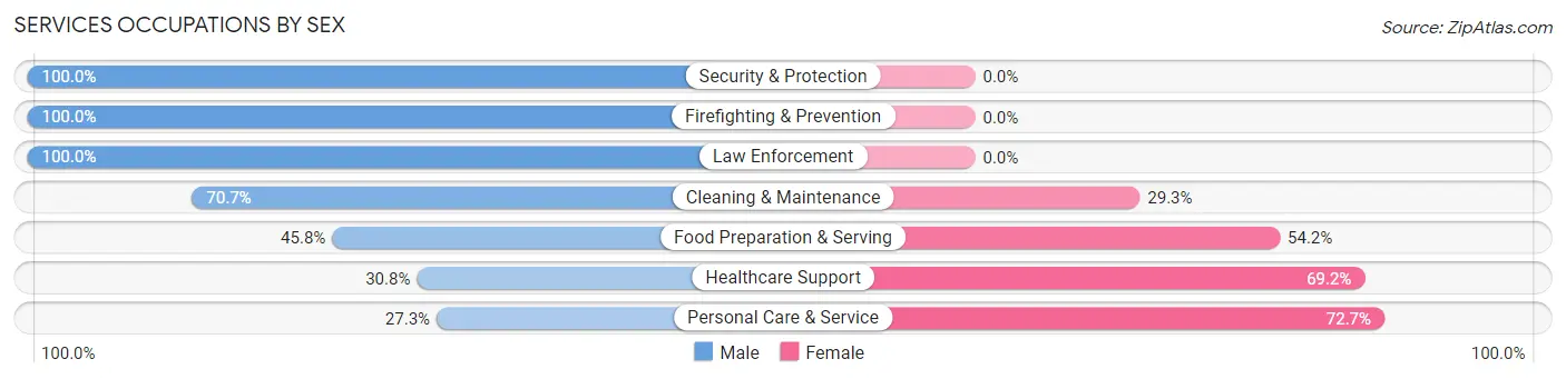 Services Occupations by Sex in Zip Code 14544