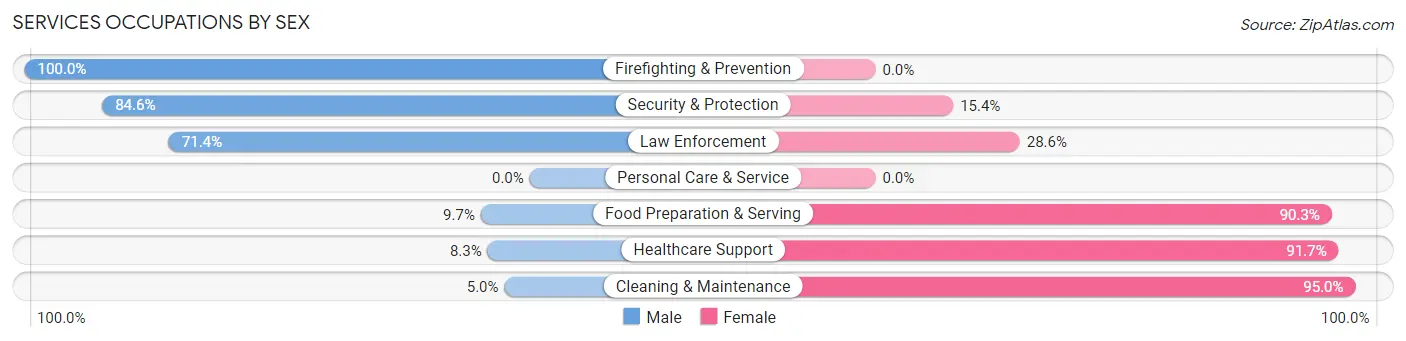 Services Occupations by Sex in Zip Code 14550