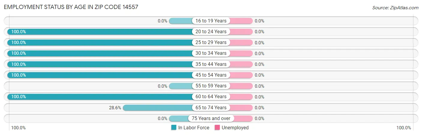 Employment Status by Age in Zip Code 14557