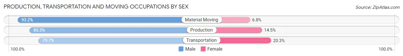 Production, Transportation and Moving Occupations by Sex in Zip Code 14559
