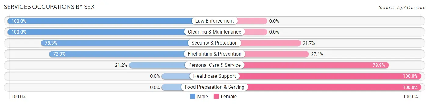 Services Occupations by Sex in Zip Code 14568