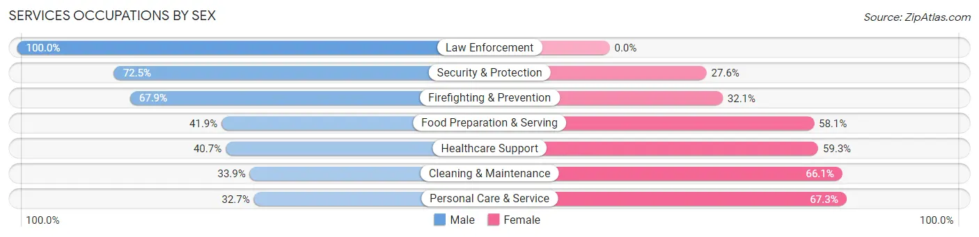 Services Occupations by Sex in Zip Code 14607
