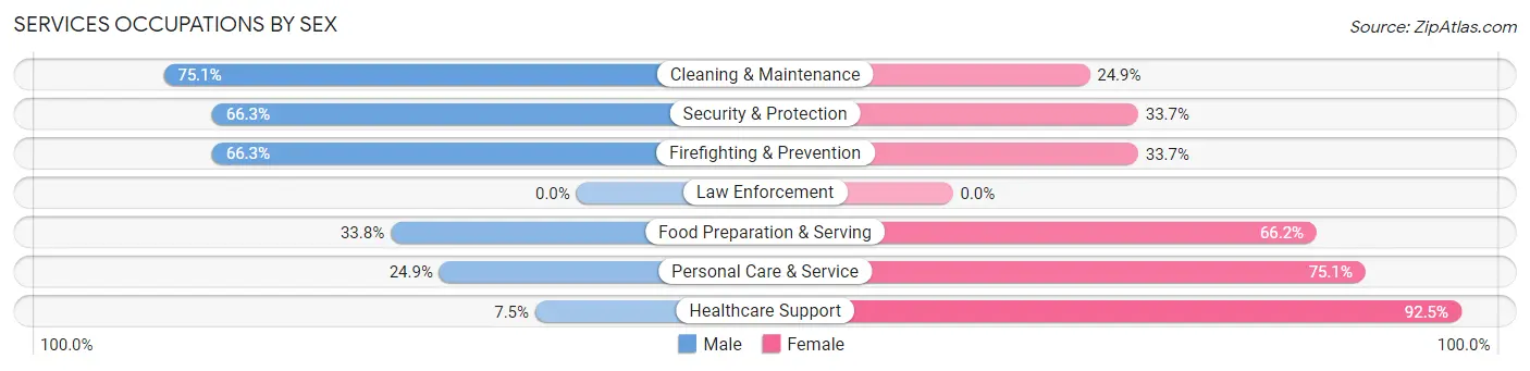 Services Occupations by Sex in Zip Code 14608