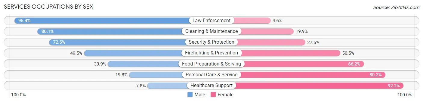 Services Occupations by Sex in Zip Code 14701