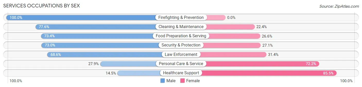 Services Occupations by Sex in Zip Code 14706