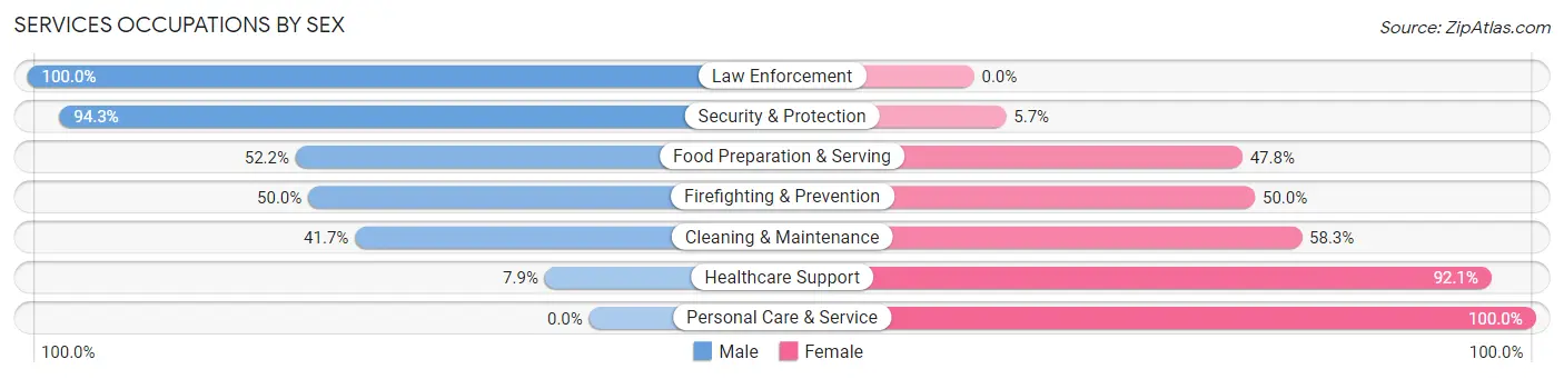 Services Occupations by Sex in Zip Code 14718