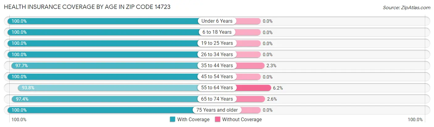 Health Insurance Coverage by Age in Zip Code 14723