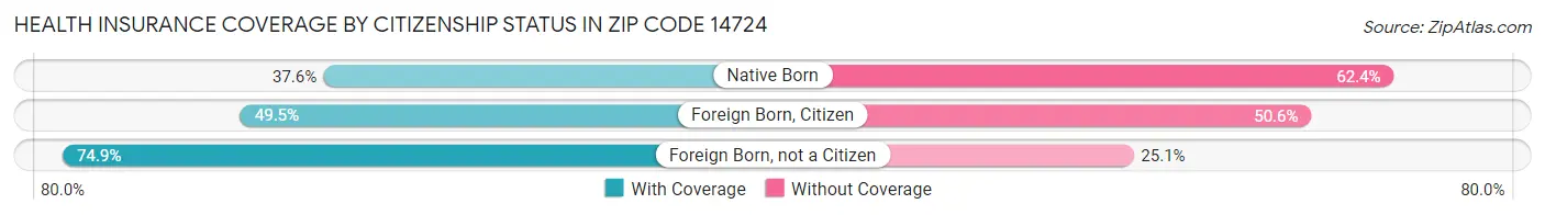 Health Insurance Coverage by Citizenship Status in Zip Code 14724