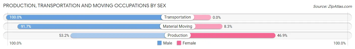 Production, Transportation and Moving Occupations by Sex in Zip Code 14738