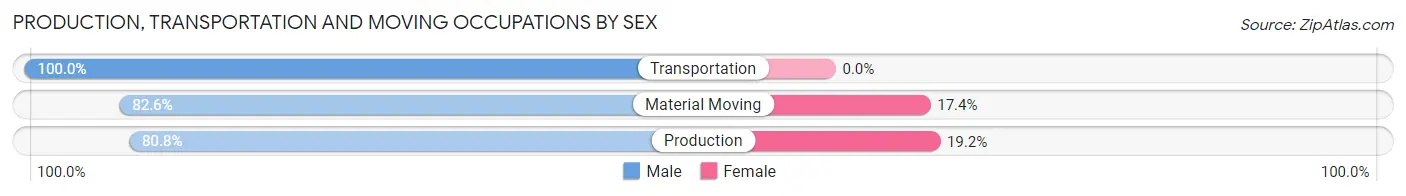 Production, Transportation and Moving Occupations by Sex in Zip Code 14747