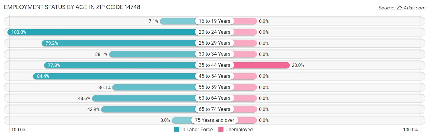 Employment Status by Age in Zip Code 14748