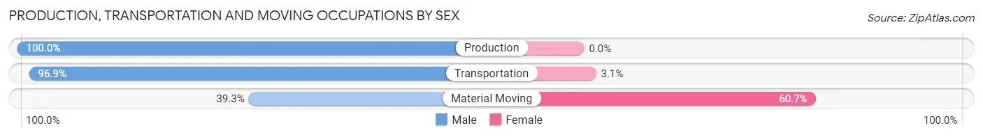 Production, Transportation and Moving Occupations by Sex in Zip Code 14770